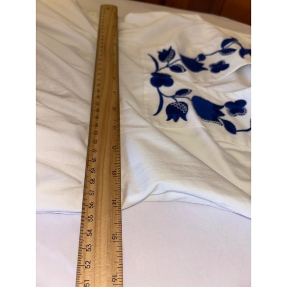 KATE SPADE White Blue Dress Zig Zag Floral Embroidered Fit Flare Midi Sleeveless - Picture 15 of 15